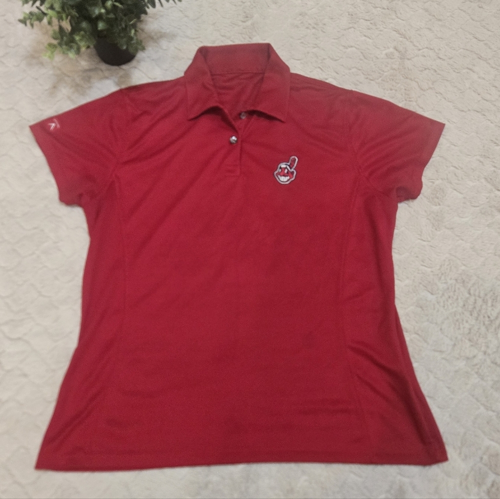 Antigua Red Cleveland Indians Chief Wahoo Polo Shirt, Women's